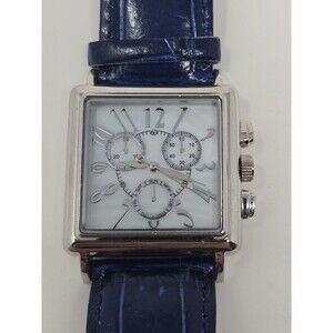 Blue & Silver Toned Wristwatch w/ Adjustable Buckle Band Needs Battery